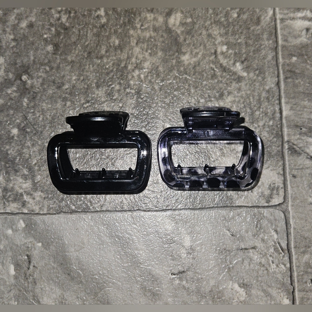 Set of 2 Medium Rectangle Hair Claws - Black & Tortoiseshell BNIB